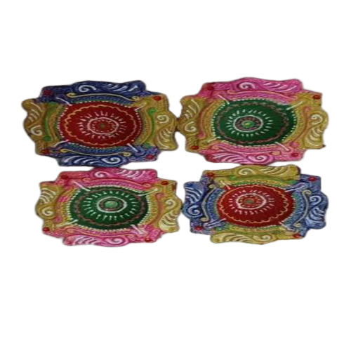 Clay Printed Diya Set