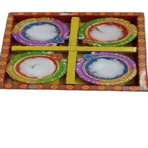 Clay Wax Round Diya Set