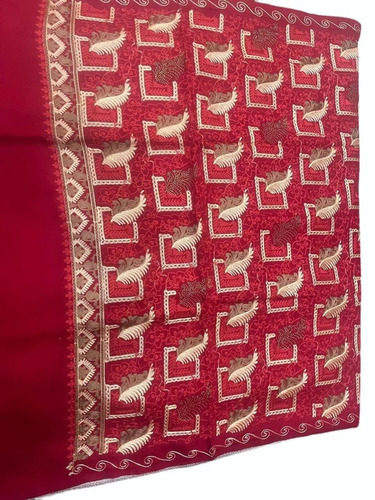 Ladies Red Embroidery Woolen Shawl