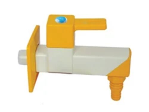 White Polypropylene Cube Nozzle Bib Cock