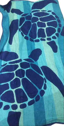 Blue Cotton Jacquard Velour Beach Terry Towels