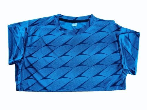 Blue Men Polyester T Shirt