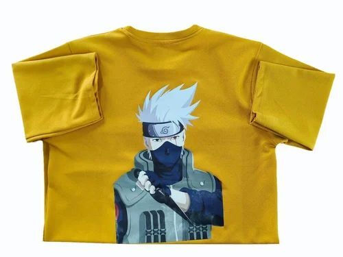 Canary Yellow Printed Men Cotton T Shirt