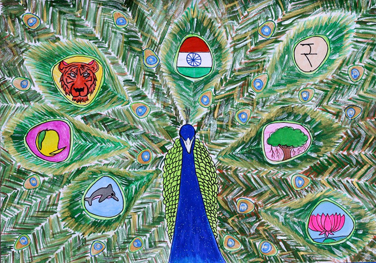 Creative Peacock Hand Painting - Color: Multicolor