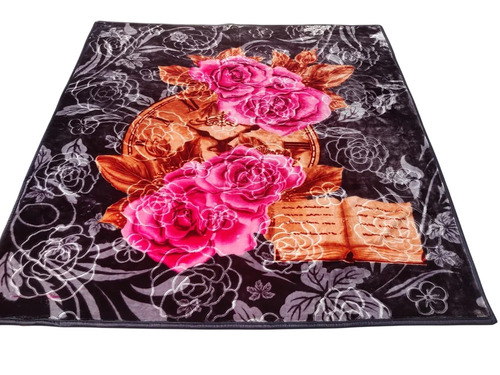 Flower Printed Double Layer Mink Blanket