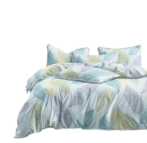 Leaf Design King Size Bed Sheets - Color: Multicolor
