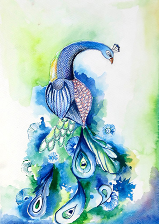 Peacock Hand Paintings - Color: Multi Color