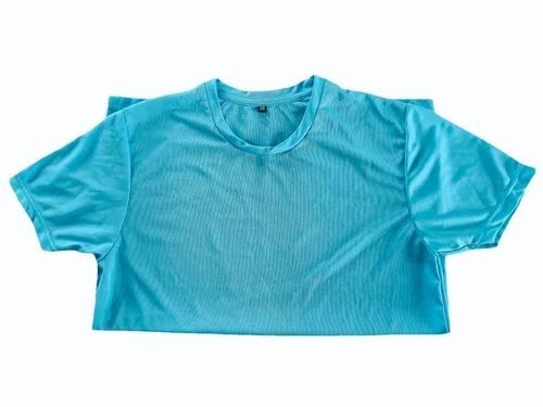 Teal Blue Men Polyester T Shirt