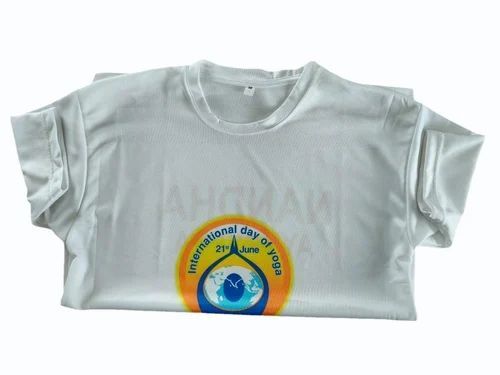 White Yoga Men Polyester T Shirt - 180GSM, White, Half Sleeves, Regular Fit | Lightweight, Soft, Breathable, Quick Dry