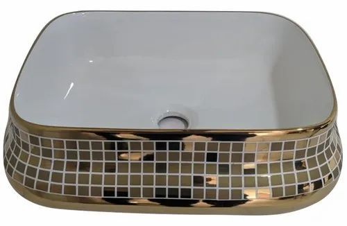 Golden Printed Table Top Wash Basin