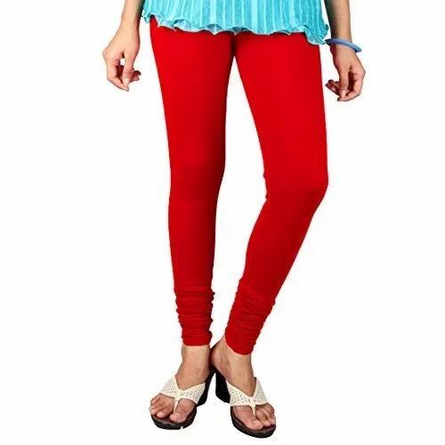 Ladies Red Color Plain Leggings
