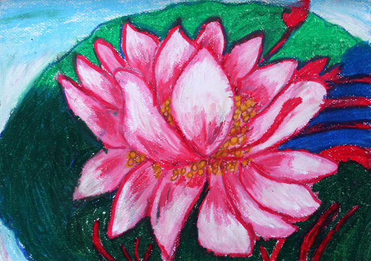 Lotus Hand Painting (Colours Of National Symbols 2017 C 238) - Color: Multicolor