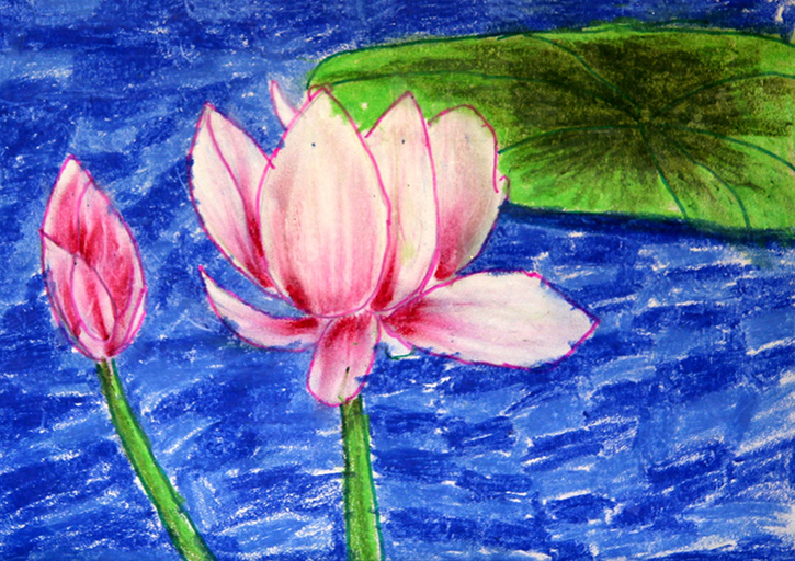Lotus Hand Painting (Lotus-The National Flower 2015 B 542) - Color: Multi Color