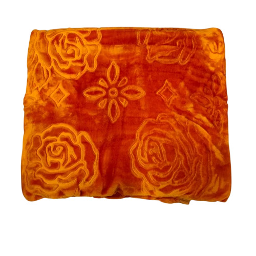Mustard Plain Embossed Mink Blankets - Age Group: Adults