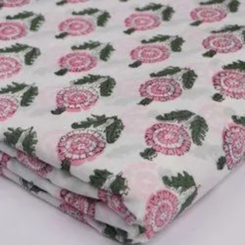 Pink Buti Block Printed Cotton Fabric