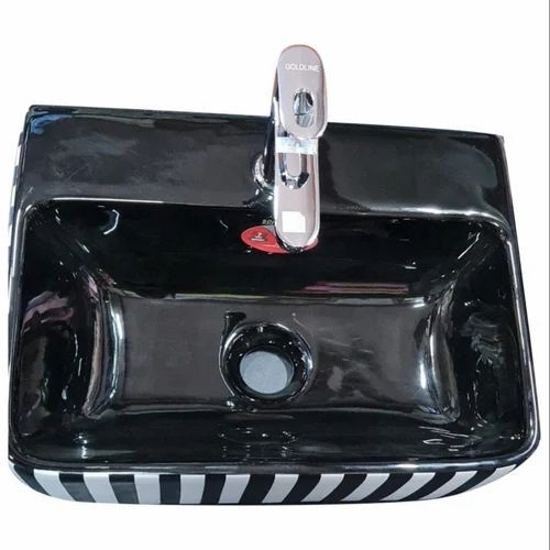 Rectangular Printed Black Wash Basin