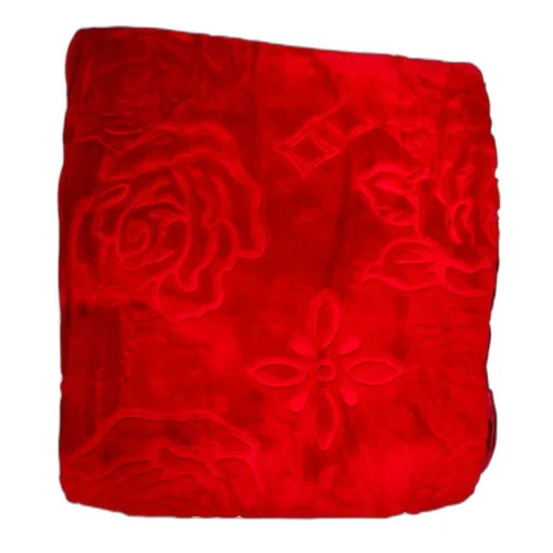 Red Plain Embossed Mink Blankets