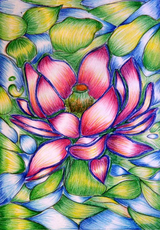 Without Frame Lotus Hand Paintings - Color: Multi Color
