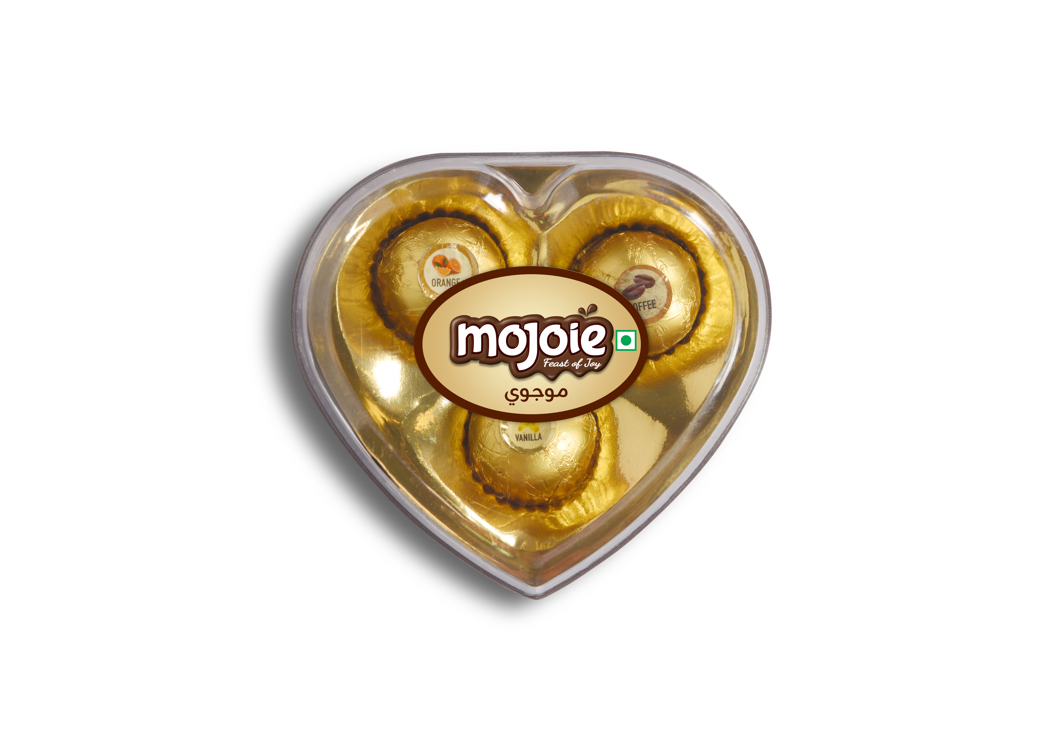 Compound Chocolate Mojoie Dome Foiled Heart 36g Asrt - 80 Pcs - Color: Brown