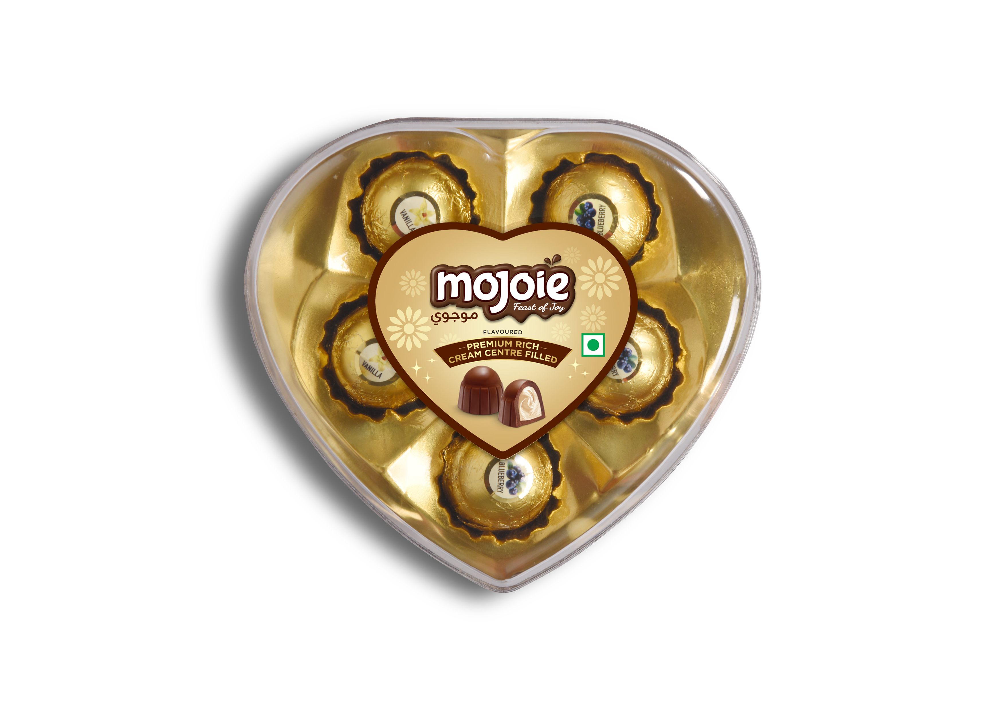 Compound Chocolate Mojoie Dome Foiled Heart 60g Asrt - 48 Pcs