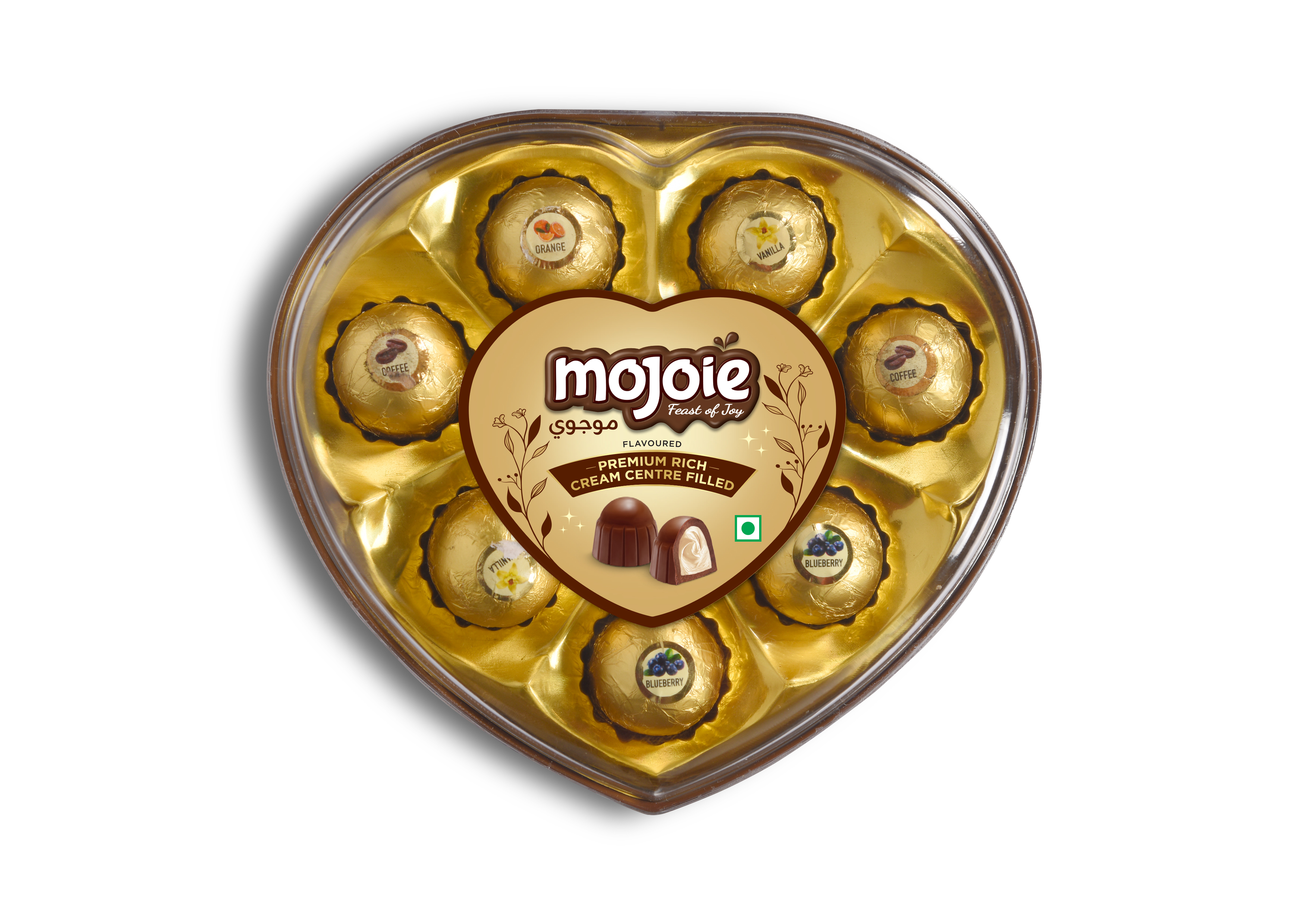Compound Chocolate Mojoie Dome Foiled Heart 96g Asrt -36 Pcs