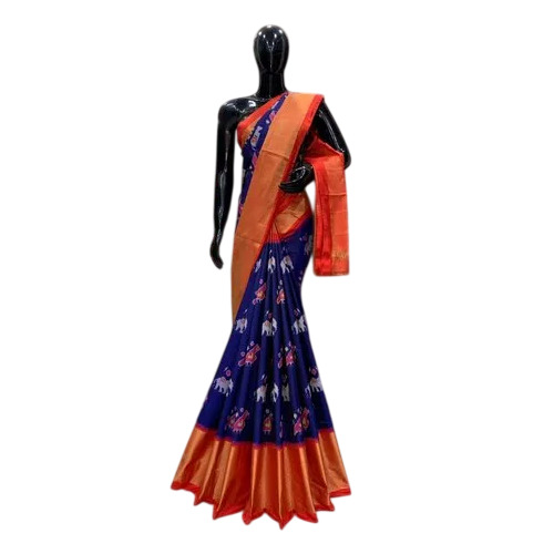Navy Blue Pochampally Silk Saree