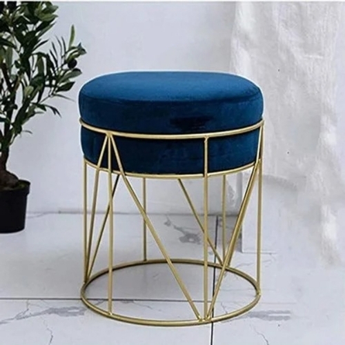 Blue round ottoman 