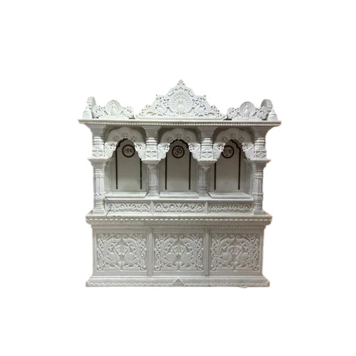 Inlay Work White Marble Pooja Home Temple