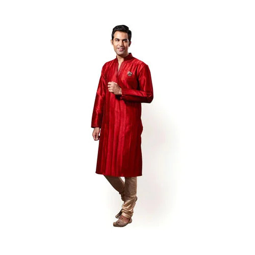 Mens Red Kurta Pyjama Set