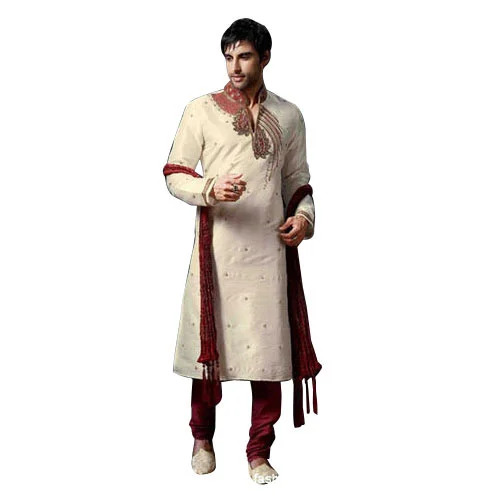 Mens White Kurta Pyjama Set