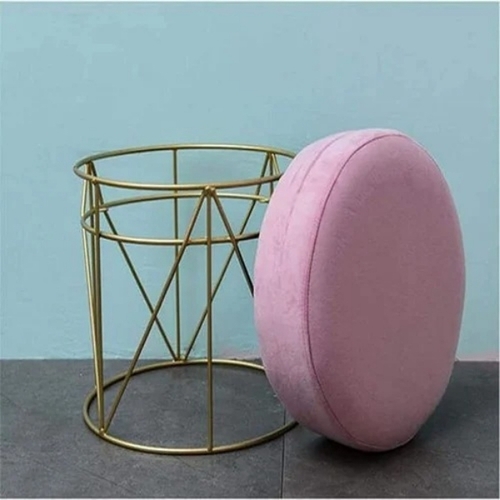 Round velvet ottoman 