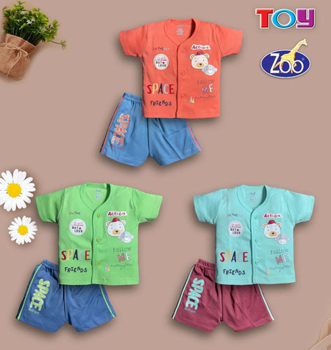 Short Sleeves Printed Cotton Infant Wear Set - Feature: Washable