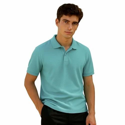 Blue Color Men Plain T Shirt