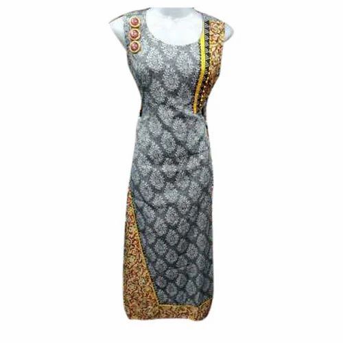 Sleeveless Cotton Kurti - Bust Size: .