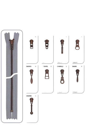 Close End Antique Copper Zipper No 3