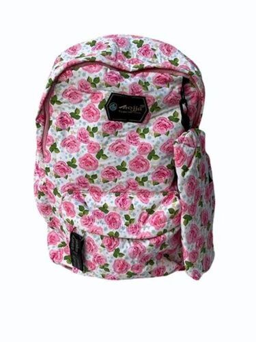 Pink Floral Printed School Bag