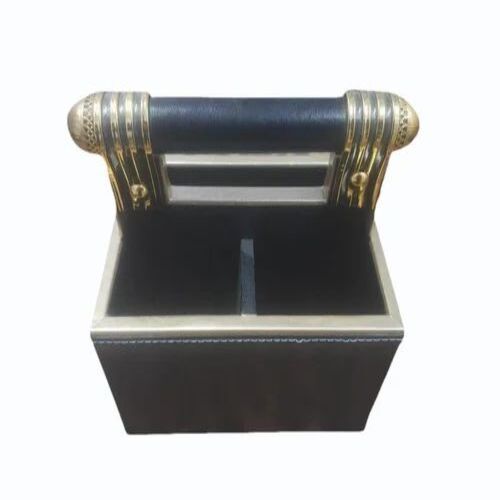 Black Leather Cutlery Holder