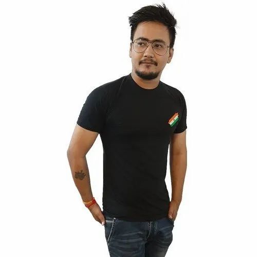 Men Black Cotton T Shirt