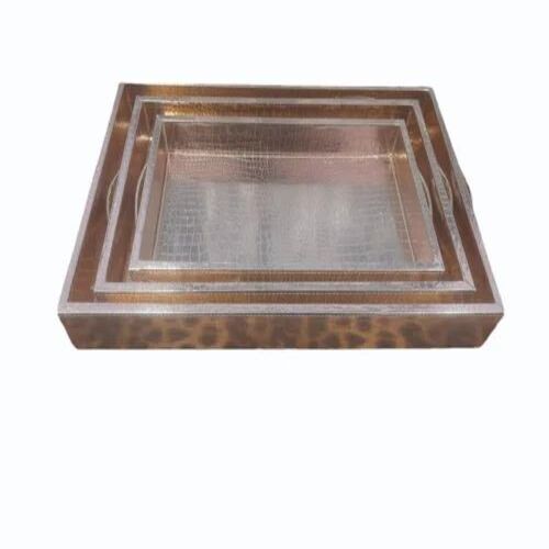 Three Leather Designer Tray Set