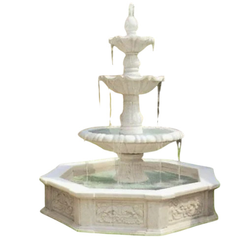 2 Tier White Marble Garden Fountain