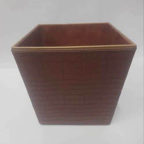 Brown Leather Dustbin