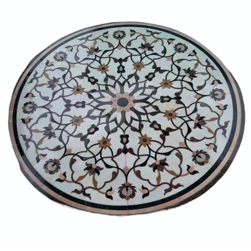 Round 16 Mm Makrana Marble Floor Medallion