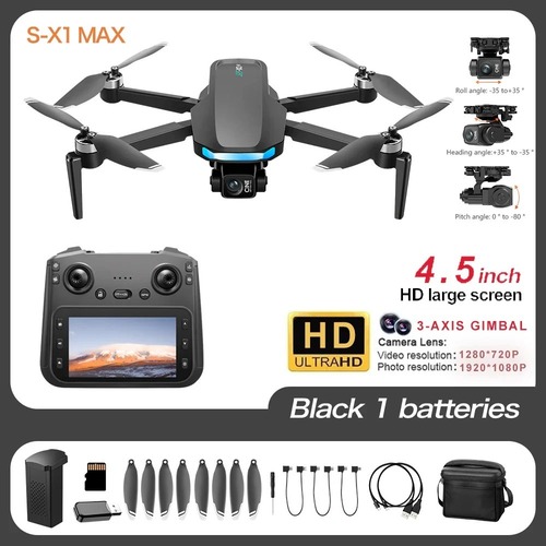 Top Quality X-S1 MAX Drone 4K Camera, 3-Axis Gimbal, 5KM Range, 5G GPS Return, Brushless Motors, Dual Cameras, 4.5