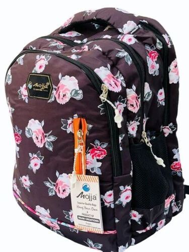 Floral Black Printed School Bags
