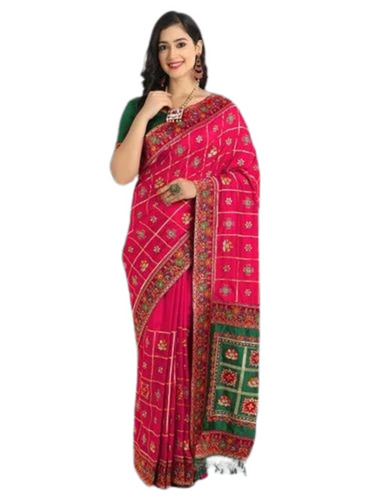 Ladies Pink Color Silk Saree