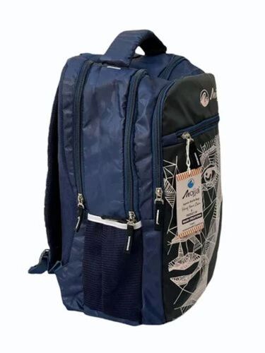 Polyester Navy Blue Printed School Bags