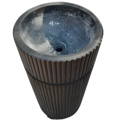 3.5 Feet Black Marble Pedestal Wash Basin