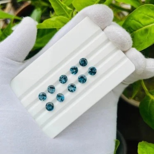 London Blue Topaz Faceted Cut Round 3mm To 12 Gemstone