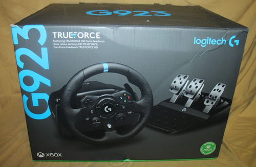 New Quality Logitech G923 Racing Wheel and Pedals, TRUEFORCE Feedback, Responsive Driving Design, Dual Clutch Launch Control, Genuine Leather Steering Wheel Cover, for PS5, PS4, PC, Mac - Black