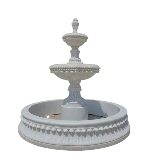 Outdoor White Marble Fountain - 6 Feet Marble, 24x15 Inch, White | Durable, Electric, 240 Volt Garden Decor